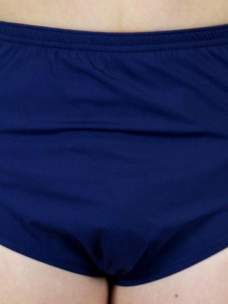 slip de bain garçon, marine avec bandes turquoises sur les côtés